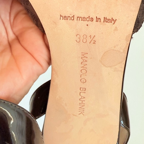 Manolo Blahnik Brown Black Lepoard print Carolyne Slingback pumps 90mm EU 38.5 - Picture 8 of 8